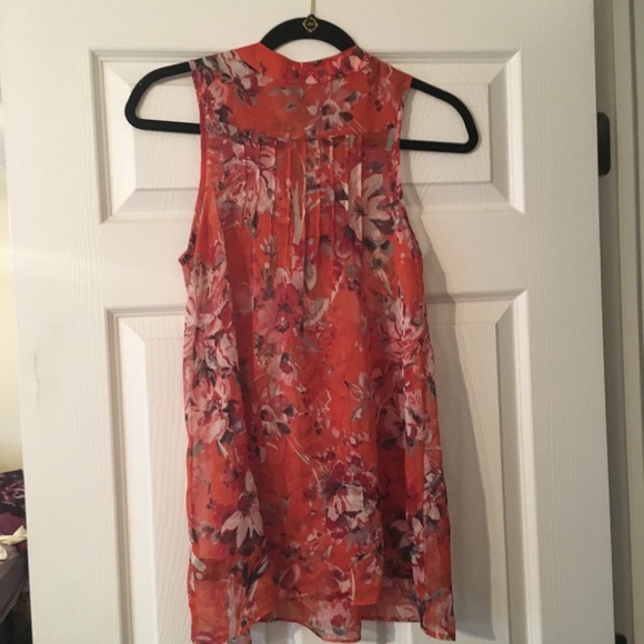 Bellatrix orange floral sleeveless blouse tie S - Picture 4 of 5